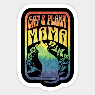 Cat and Plant Mama Boho Colorful Feline Love Sticker